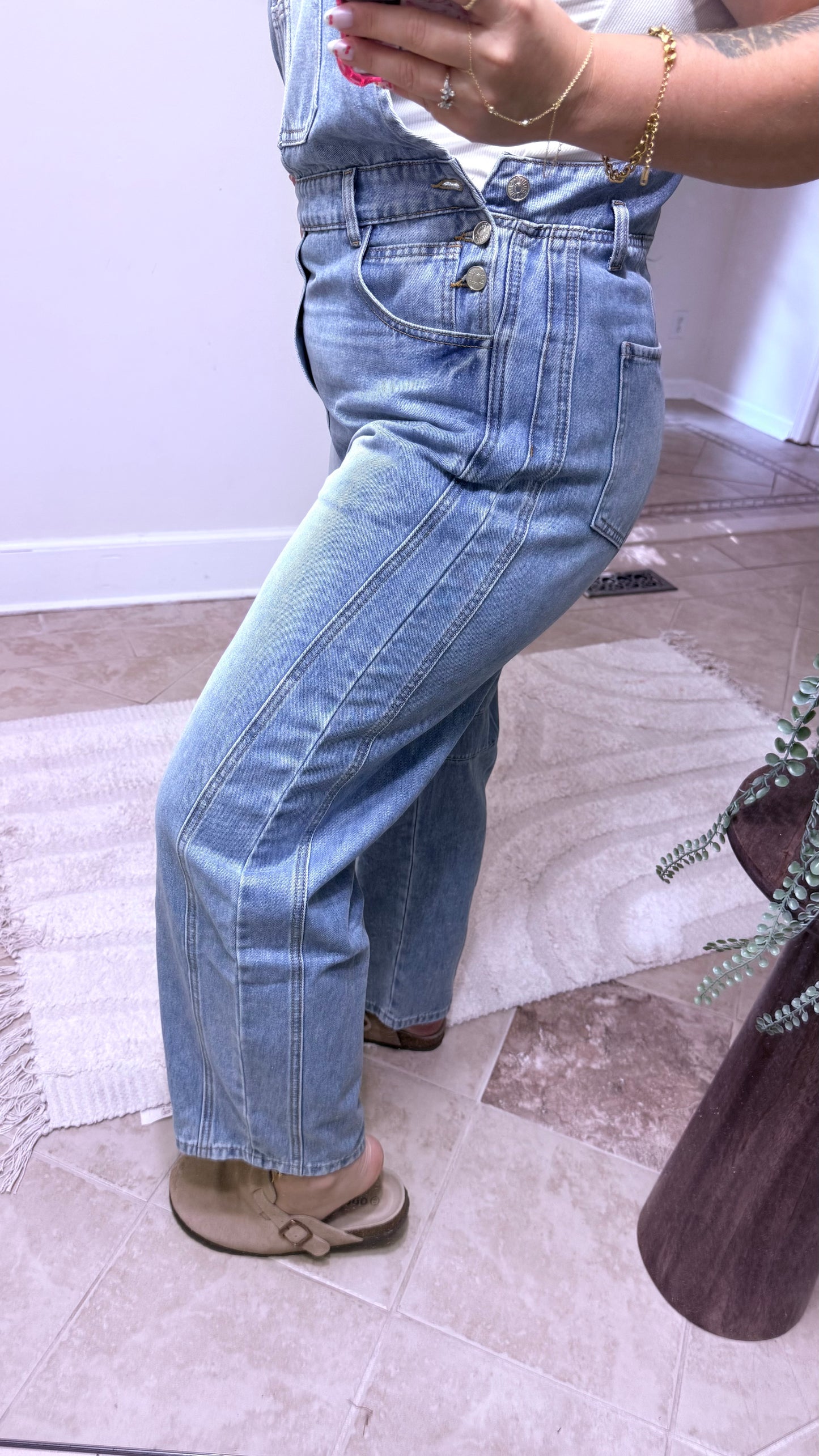 Barrel Fit Denim Overalls