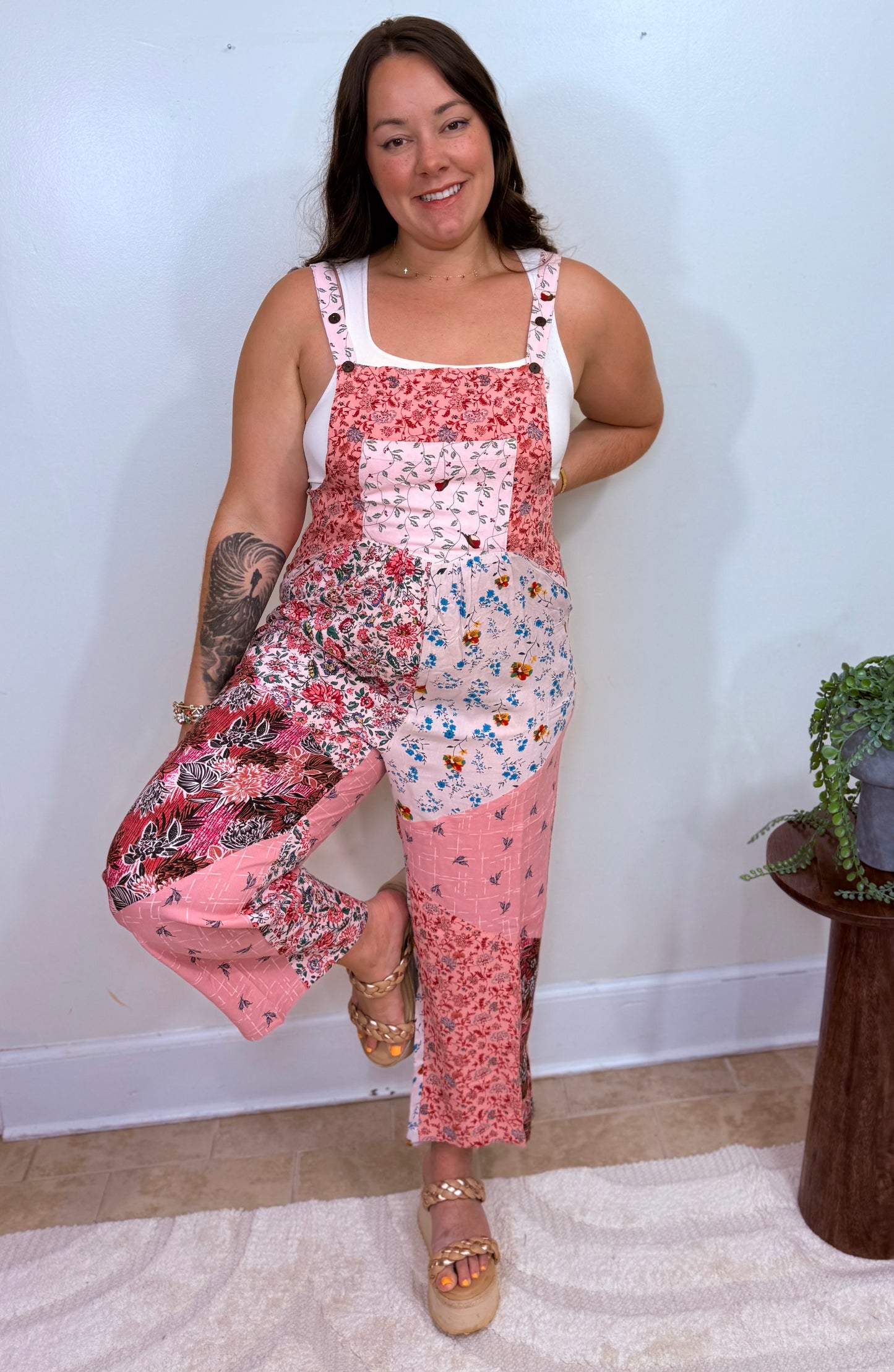 Petal Harmony Boho Overalls