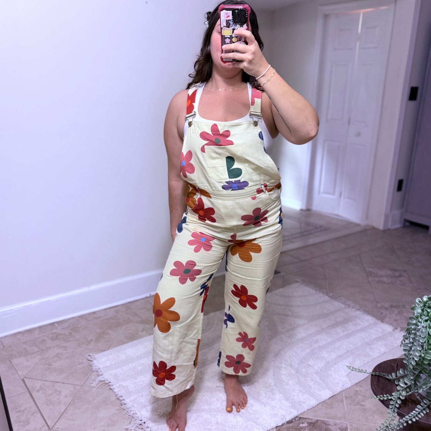 Colorful Daisy Print Overalls