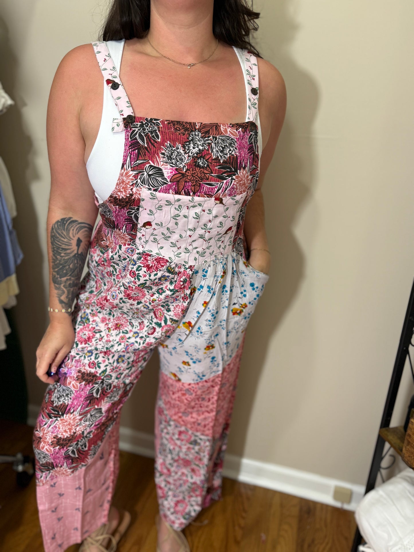 Petal Patch Overalls – Boho Floral Mix L/XL