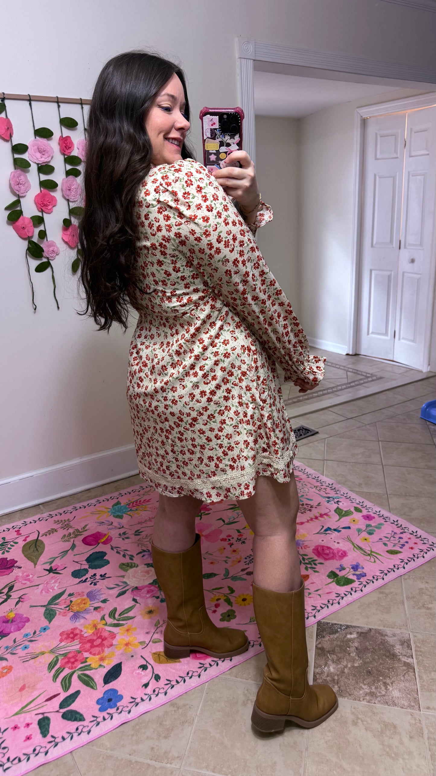 Red Floral Mini Dress