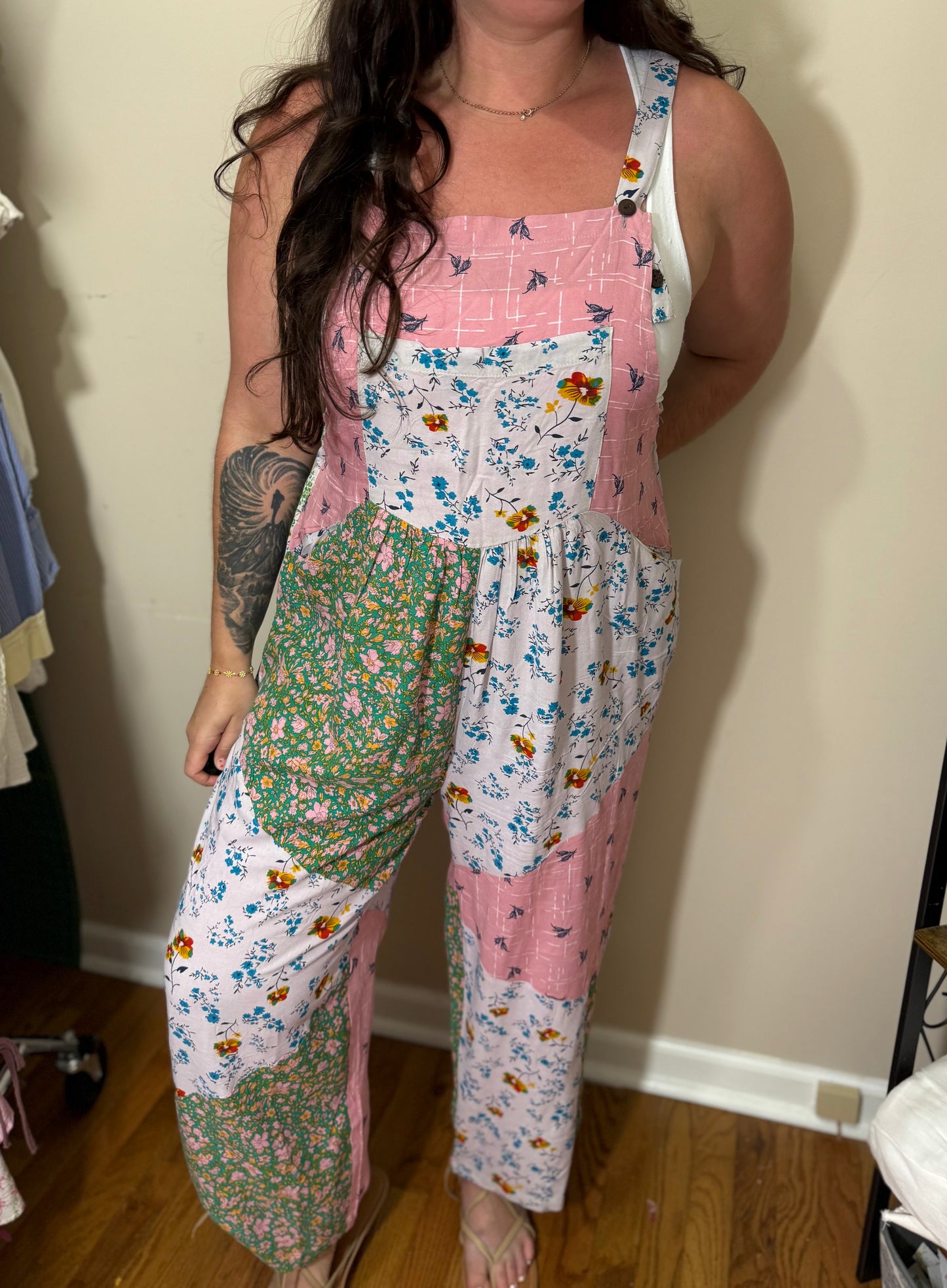 Petal Patch Overalls – Boho Floral Mix 1 S/M
