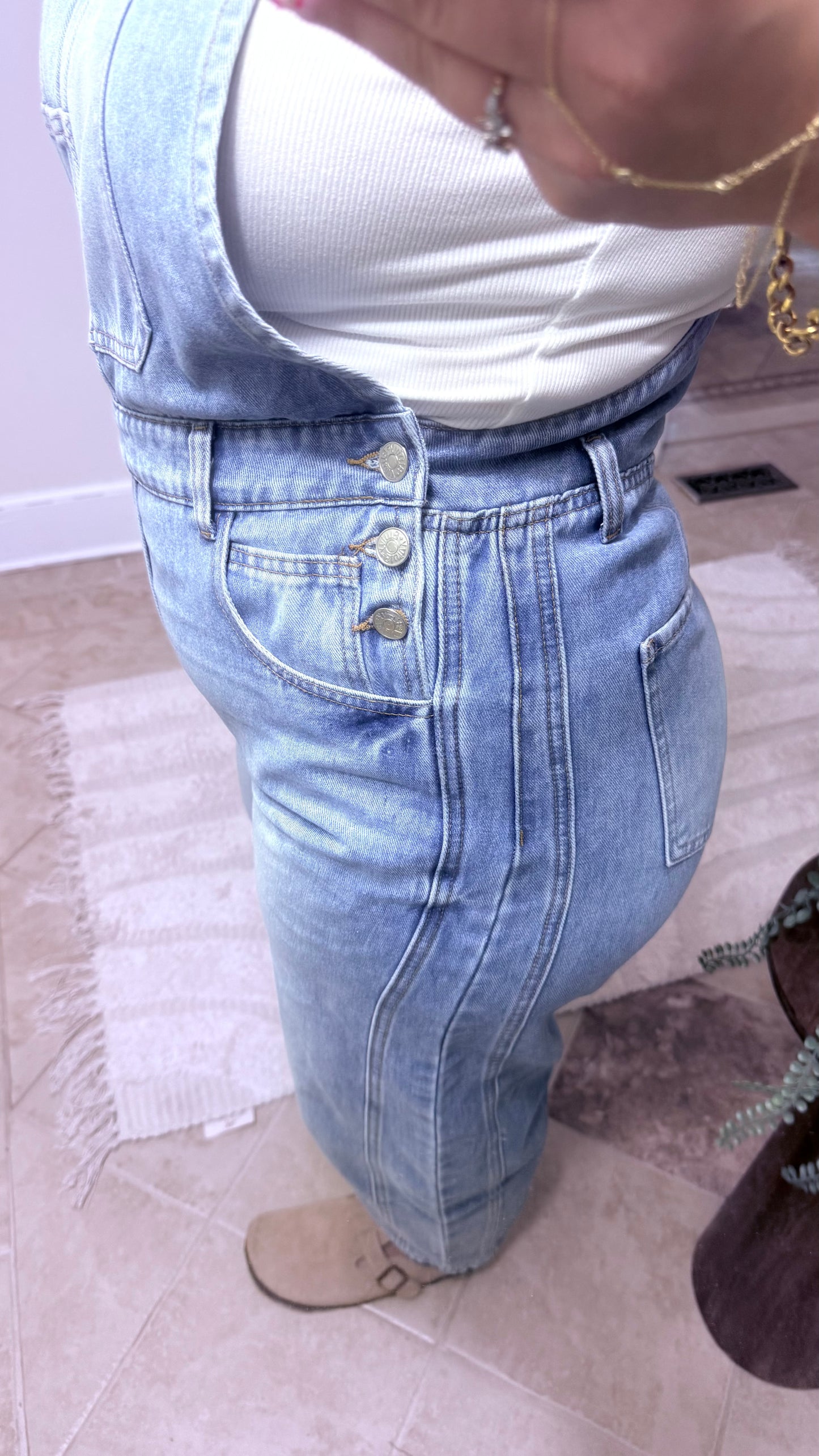 Barrel Fit Denim Overalls