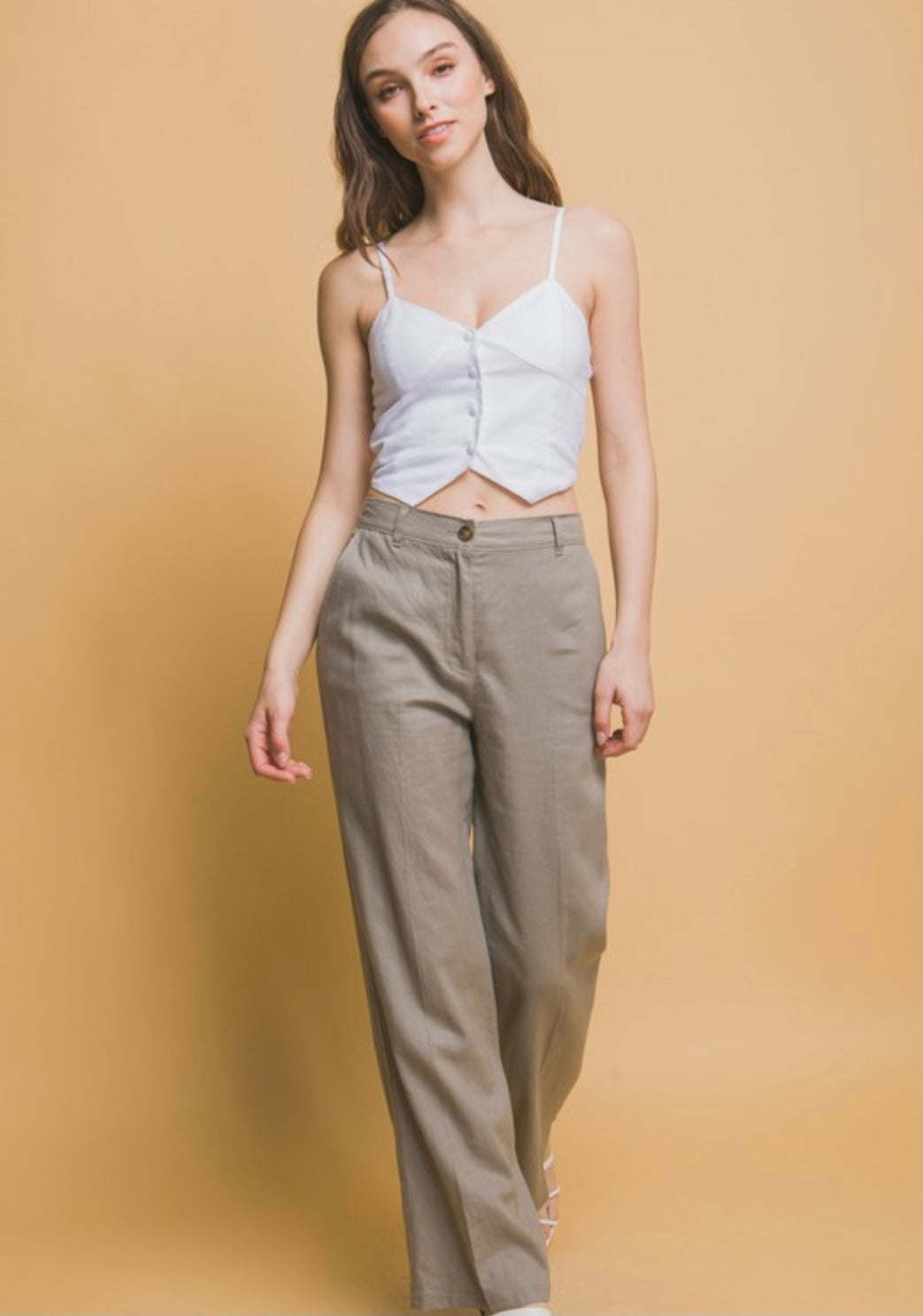 Linen White Cami Top