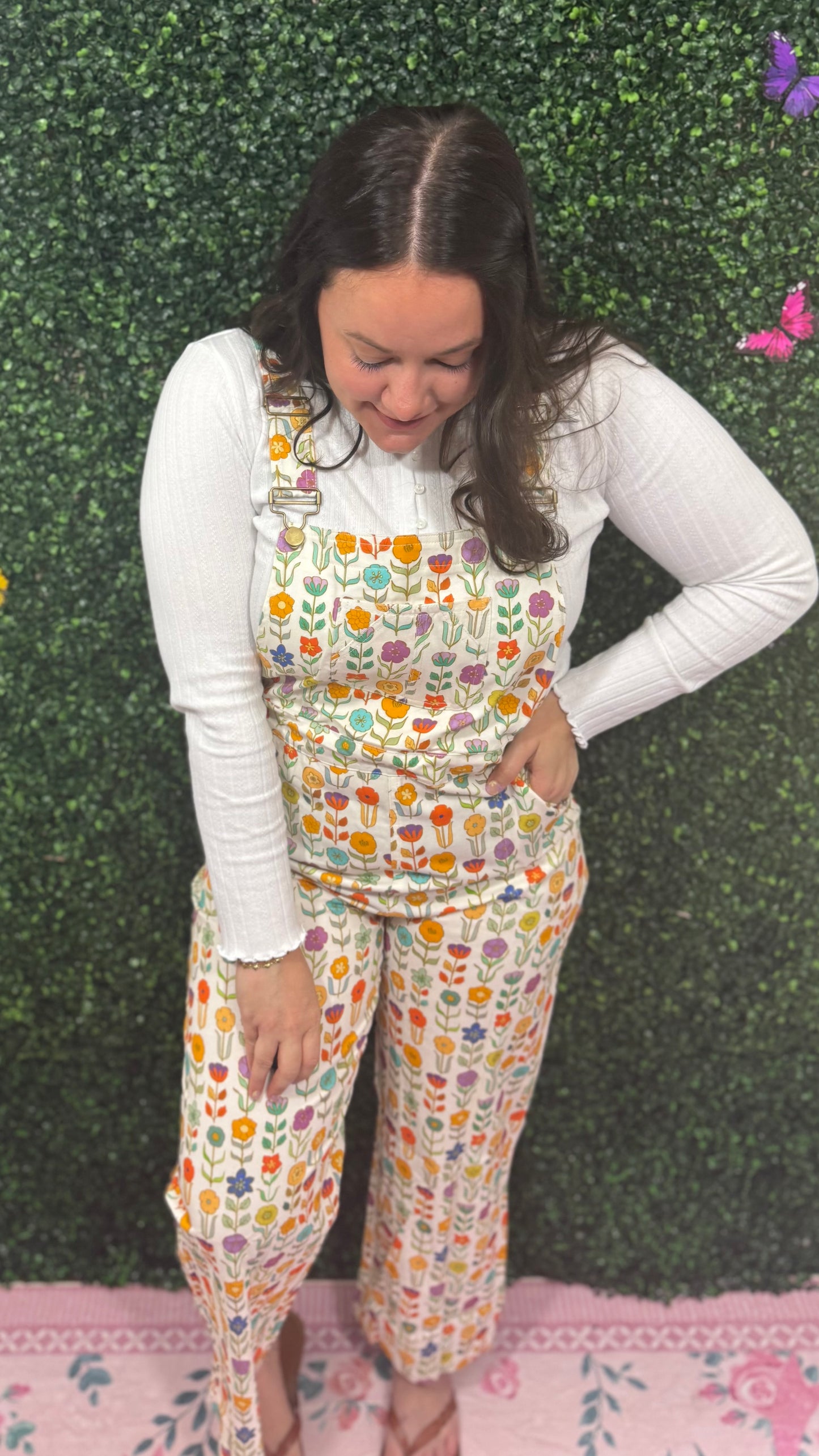 RETRO FLORAL PRINT OVERALLS