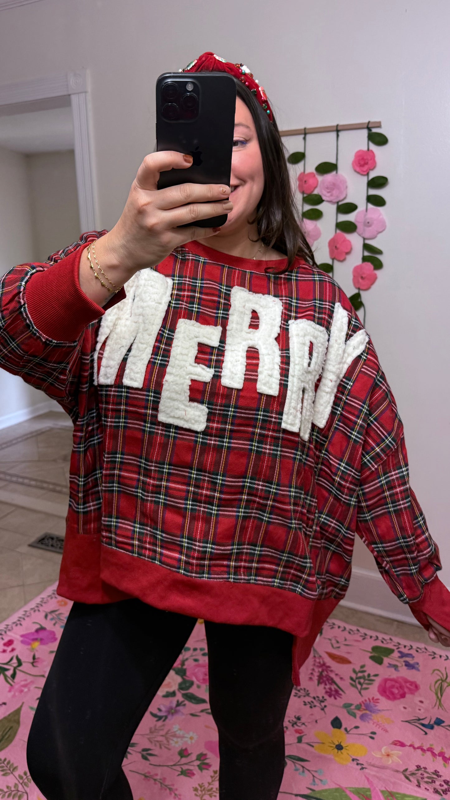 Merry & Bright Plaid Sweatshirt