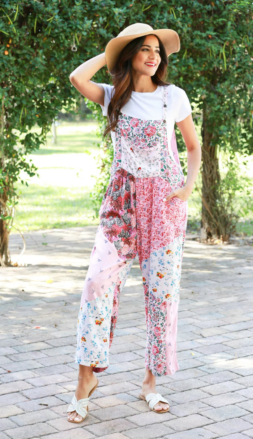 Petal Harmony Boho Overalls