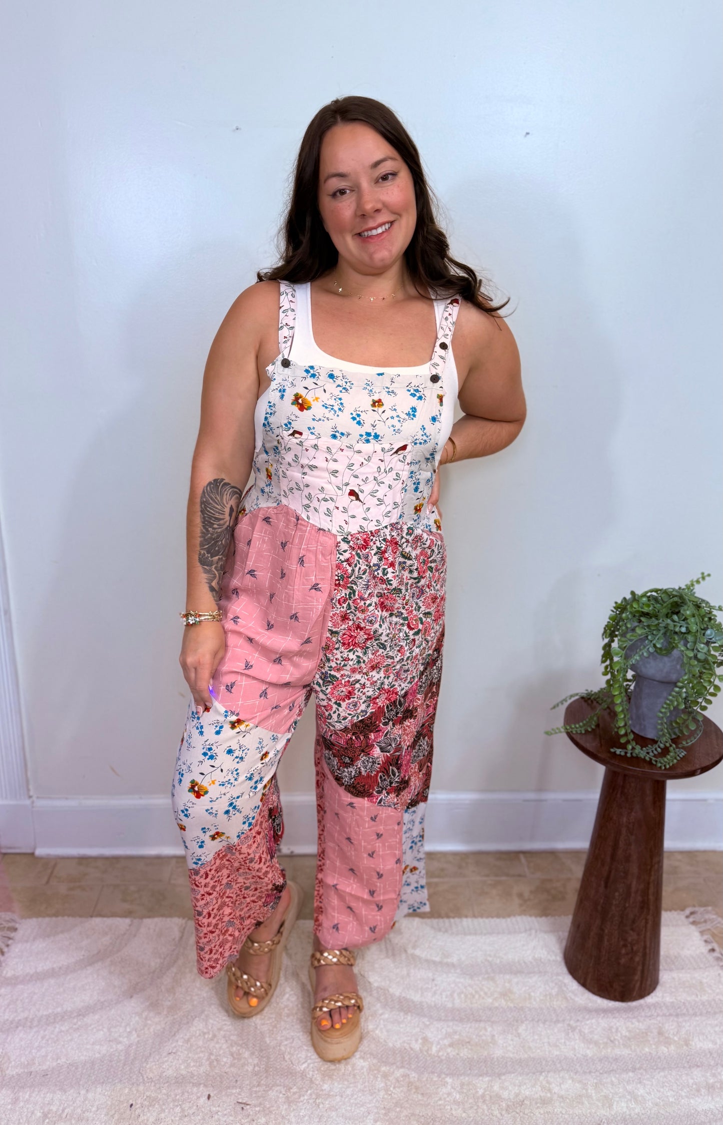 Petal Harmony Boho Overalls