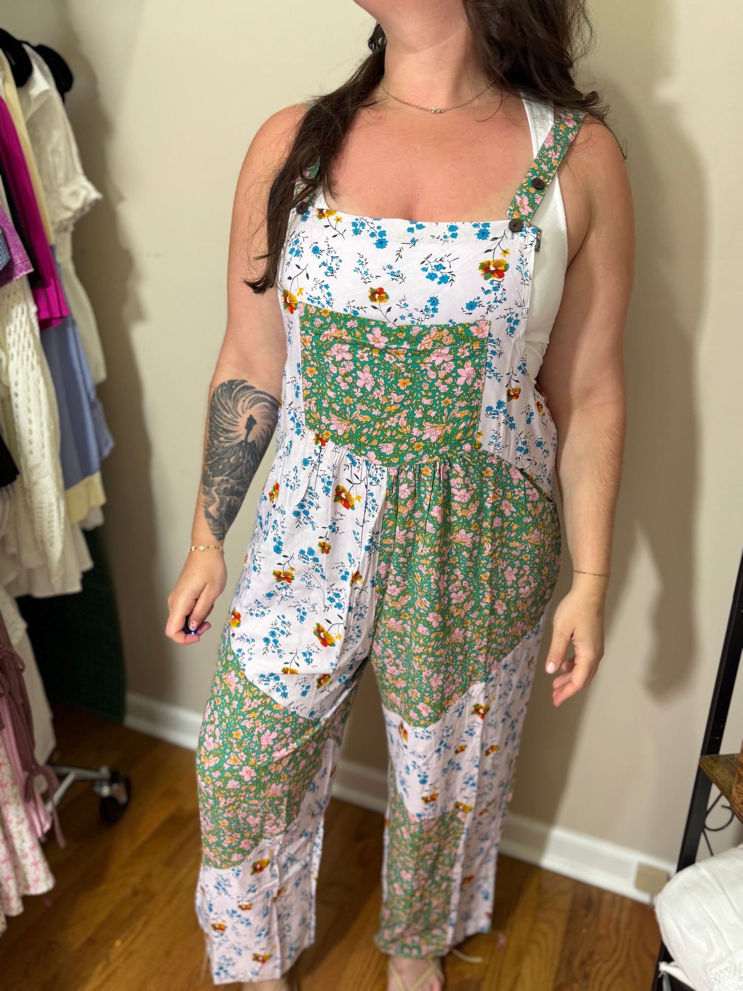 Petal Patch Overalls – Boho Floral Mix (1) L/XL