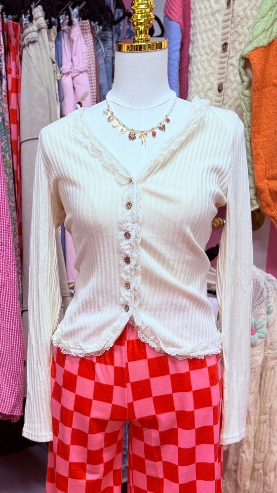 Lace Detail Fitted Knit Top