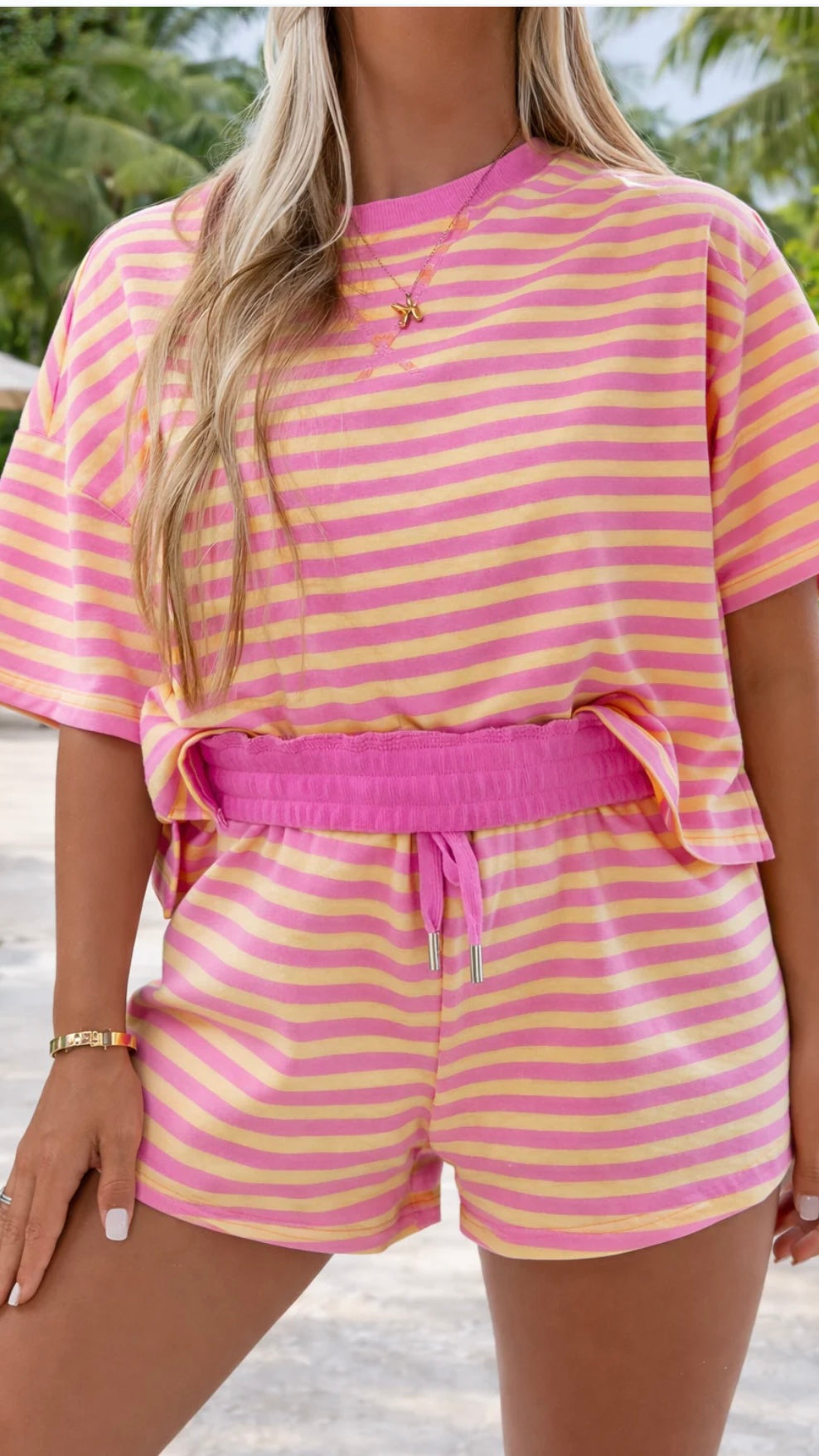 Pink Stripe Lounge Set