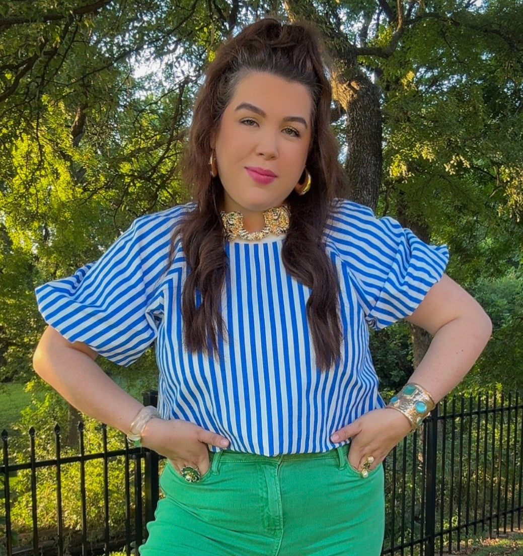 Blue Striped Top