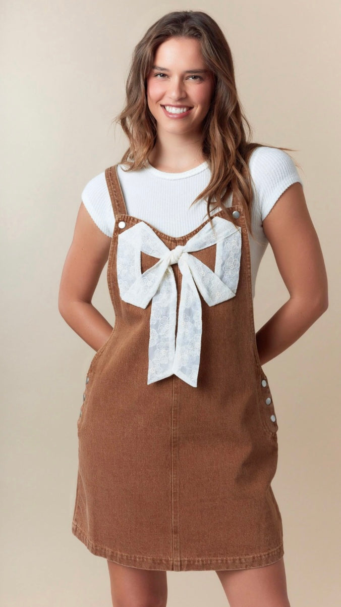 Sweet Bow Overall Dress