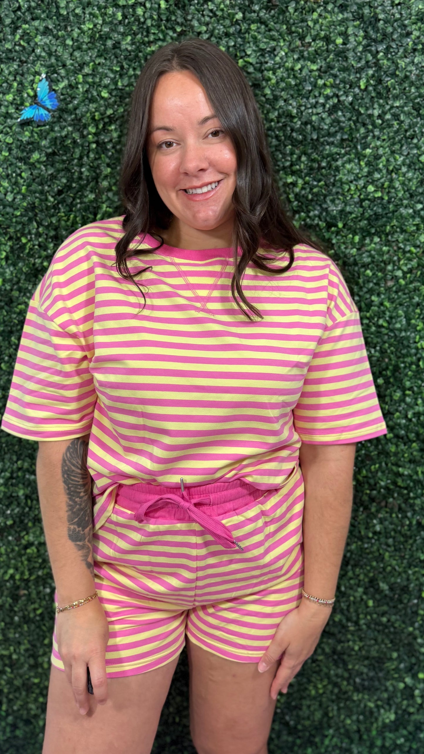 Pink Stripe Short Set (S-XL)