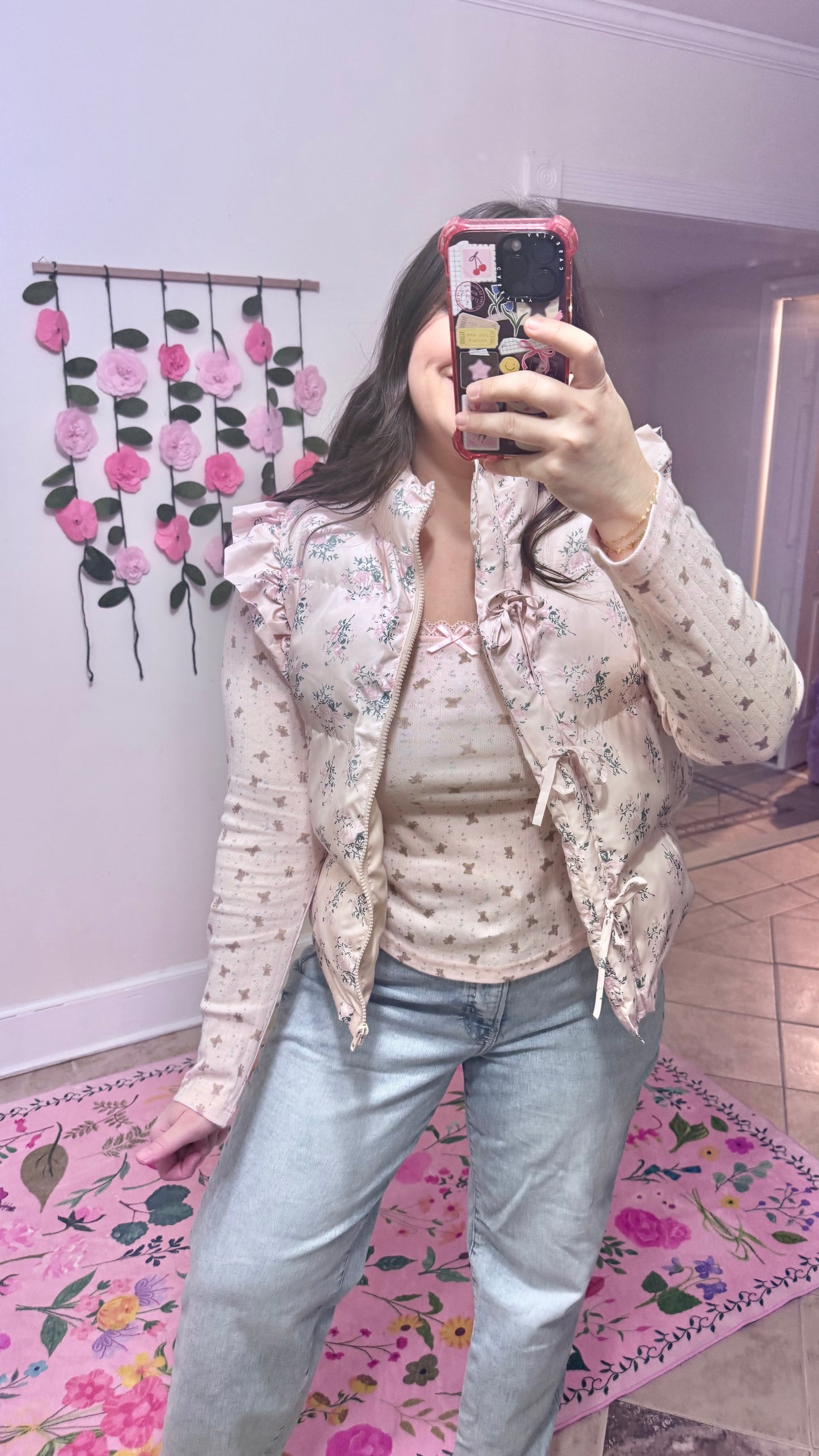 Frosted Blossom Puffer Vest