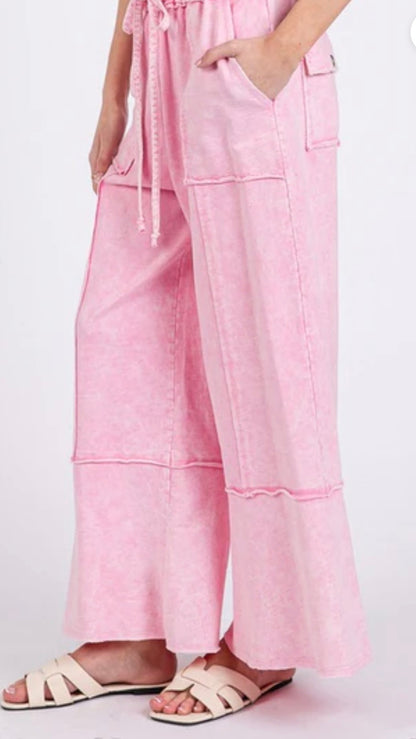 SAGE + FIG Mineral Washed Terry Wide Leg Pants