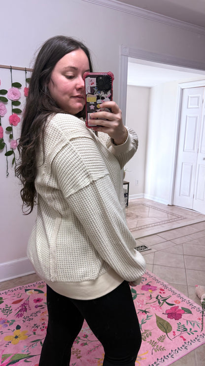 Sweet Cream Waffle Knit Pullover
