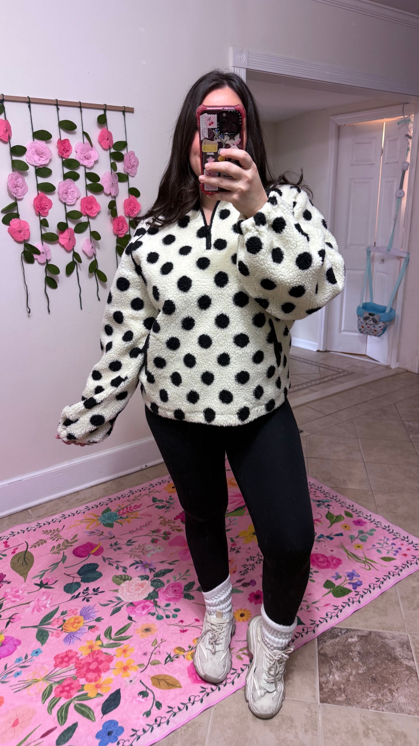 Polka Dot Teddy Sherpa Pullover