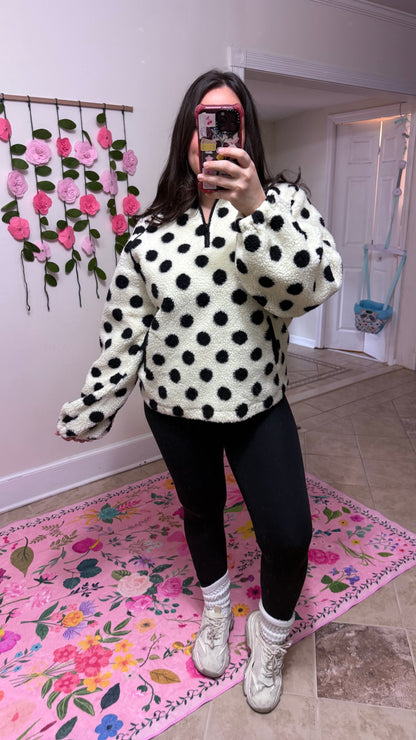Polka Dot Teddy Sherpa Pullover
