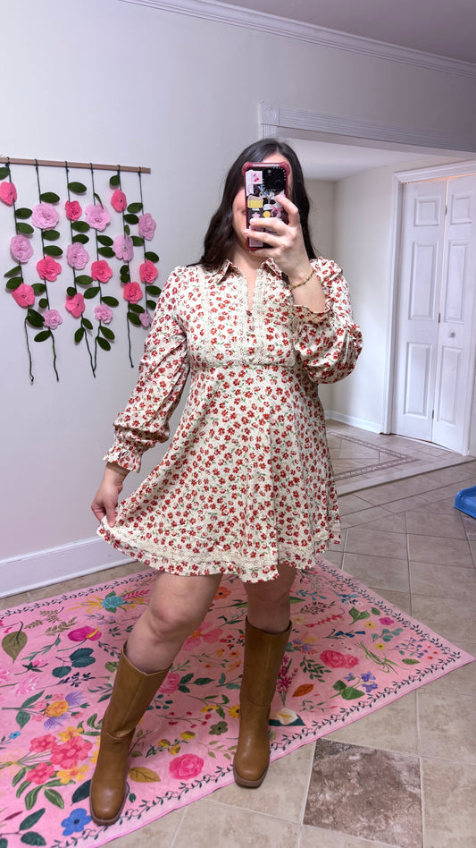 Red Floral Mini Dress