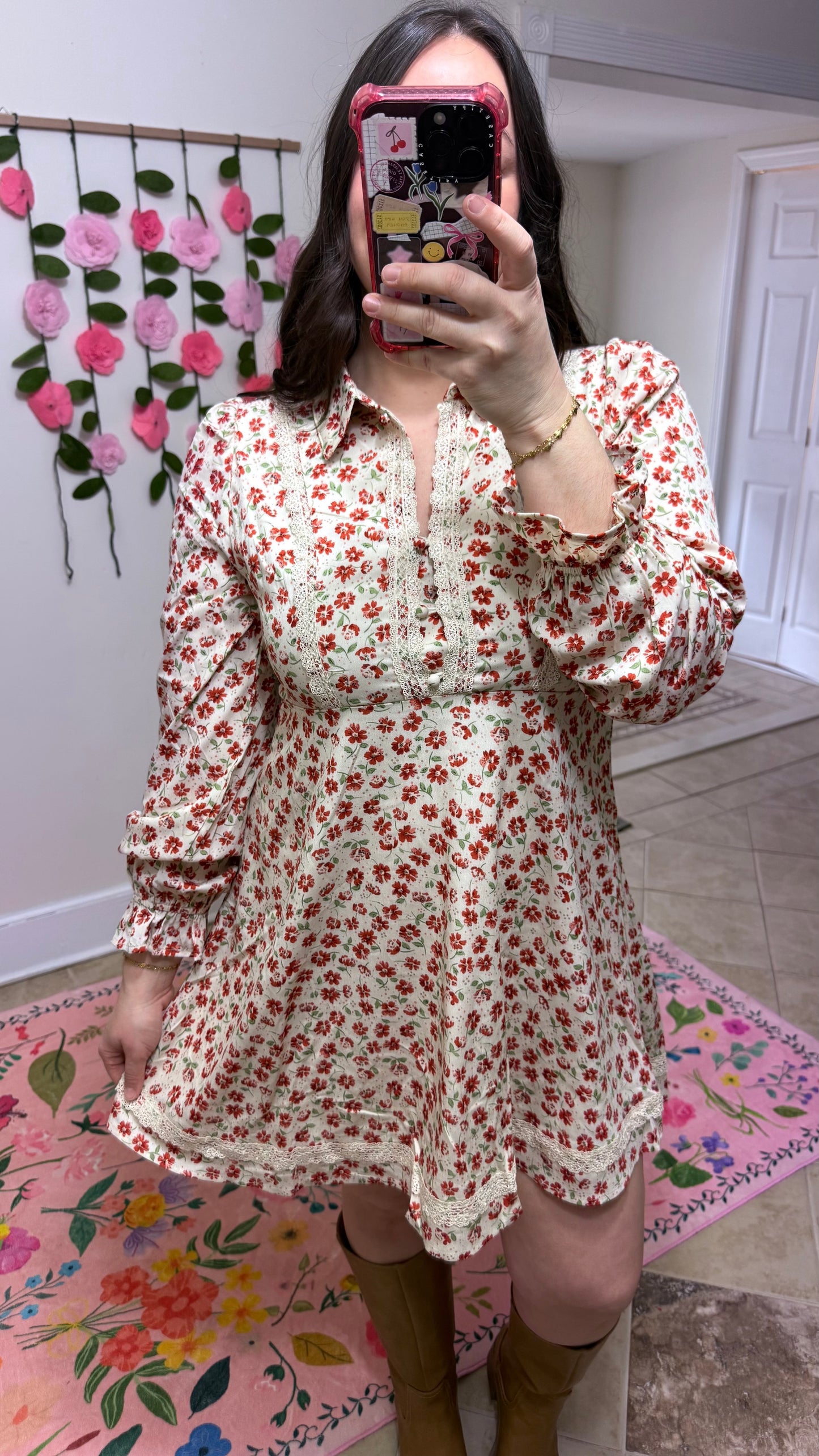 Red Floral Mini Dress