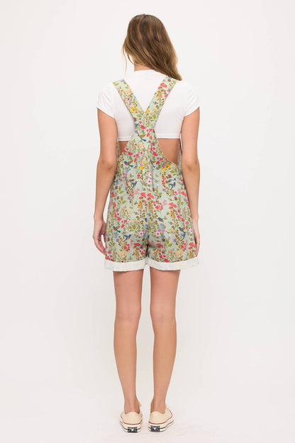 HUMMINGBIRD PRINT SHORTALLS