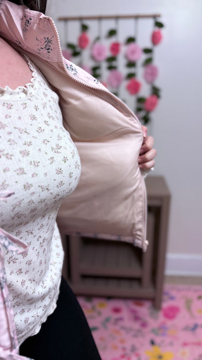 Frosted Blossom Puffer Vest