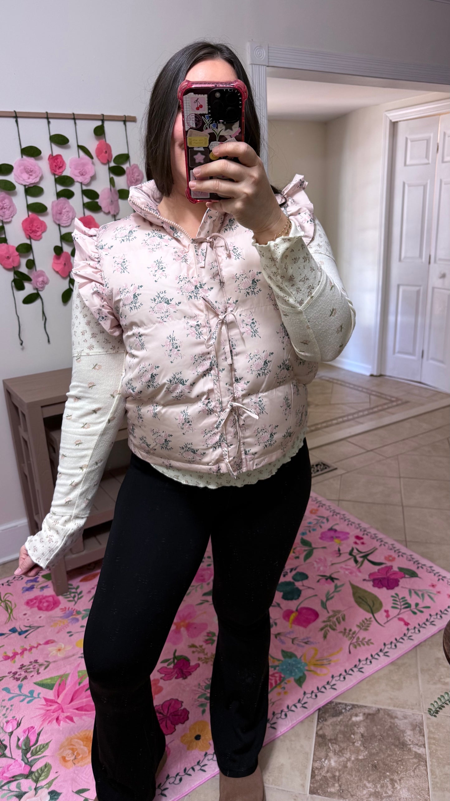 Frosted Blossom Puffer Vest