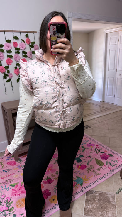 Frosted Blossom Puffer Vest