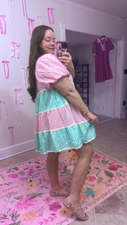 Mint Kiss Gingham Dress
