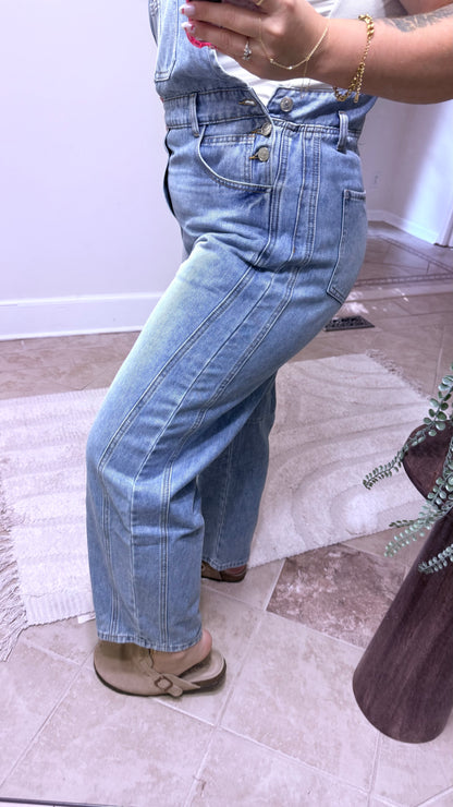 Barrel Fit Denim Overalls