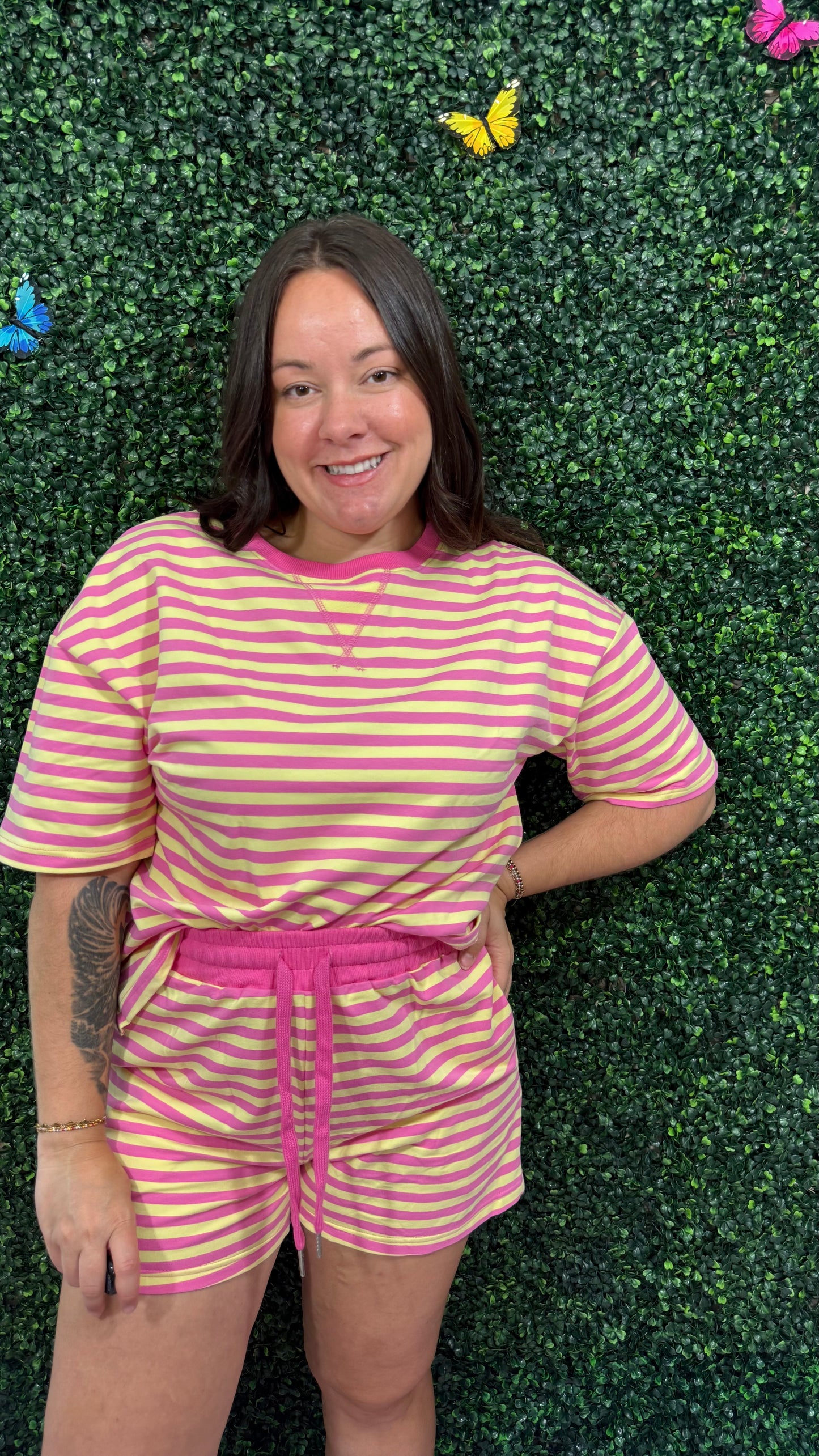 Pink Stripe Short Set (S-XL)