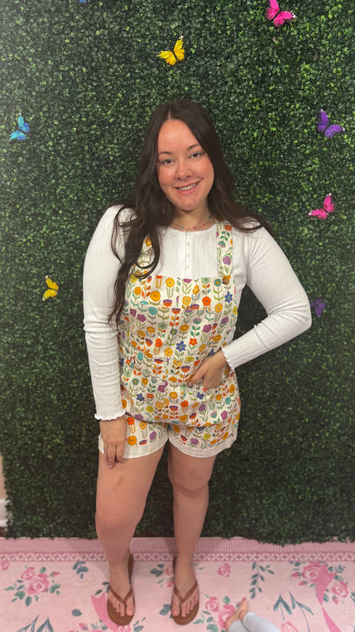 RETRO MOD FLORAL PRINT SHORTALLS