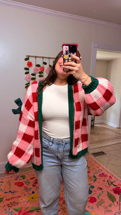 Merry & Bright Checkered Cardigan