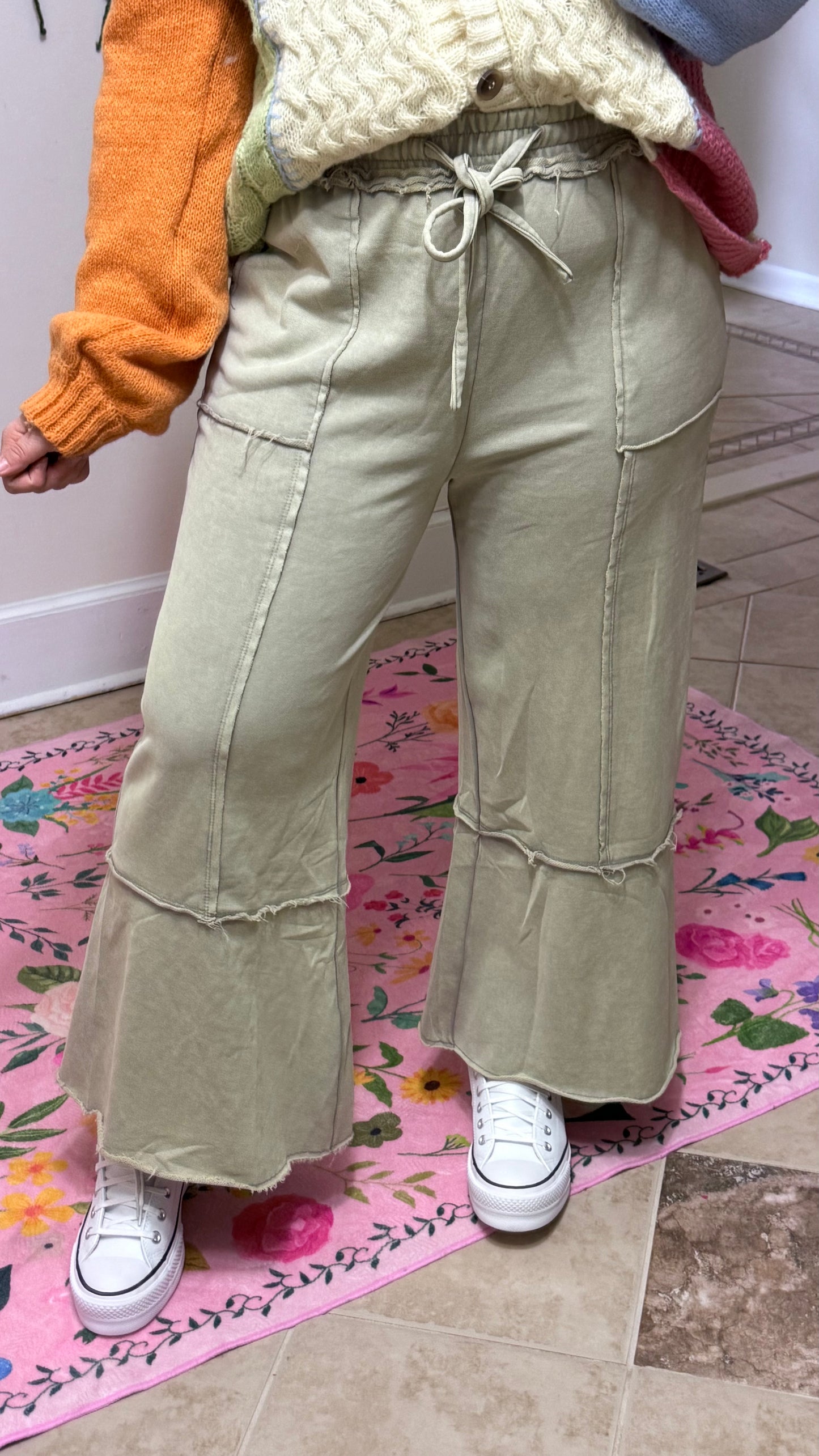 SAGE + FIG Mineral Washed Terry Wide Leg Pants