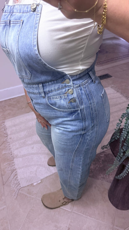 Barrel Fit Denim Overalls