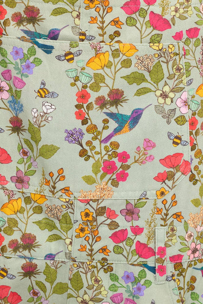 HUMMINGBIRD PRINT SHORTALLS