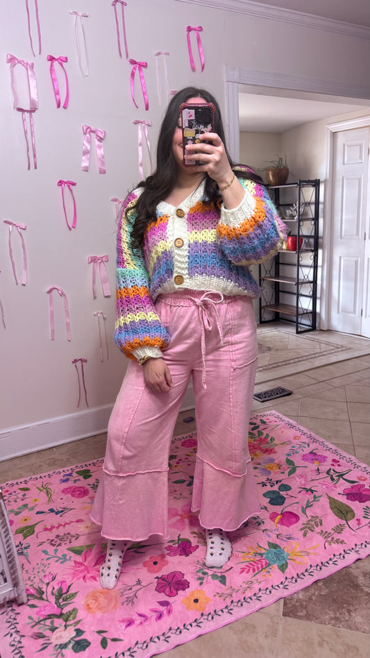 SAGE + FIG Mineral Washed Terry Wide Leg Pants