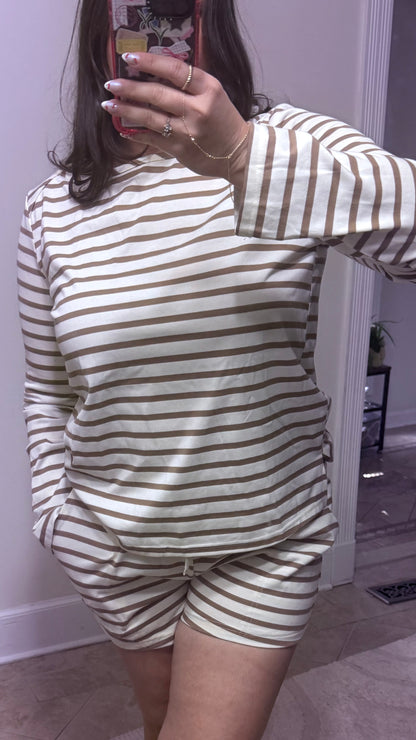 Coffee & Cream Stripes Set