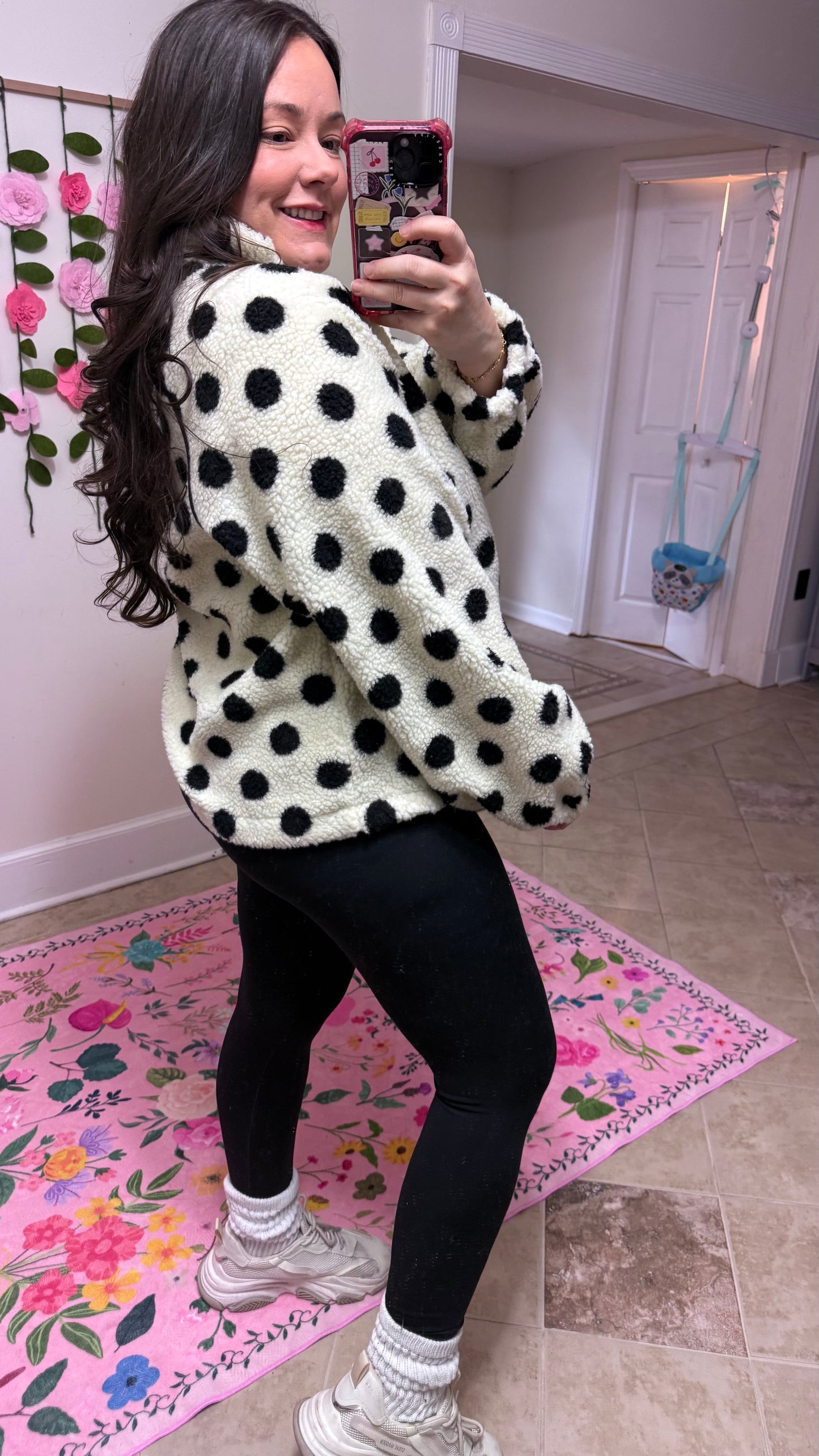 Polka Dot Teddy Sherpa Pullover