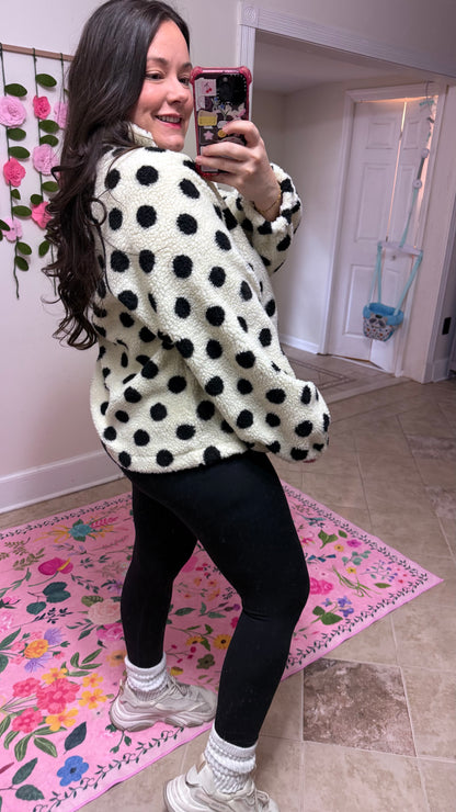 Polka Dot Teddy Sherpa Pullover