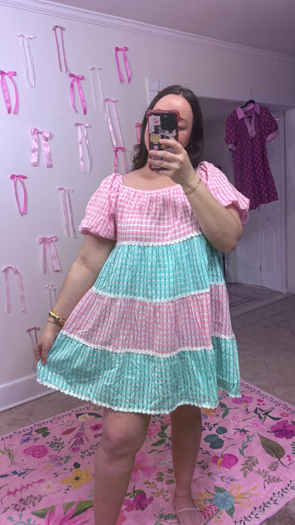 Mint Kiss Gingham Dress