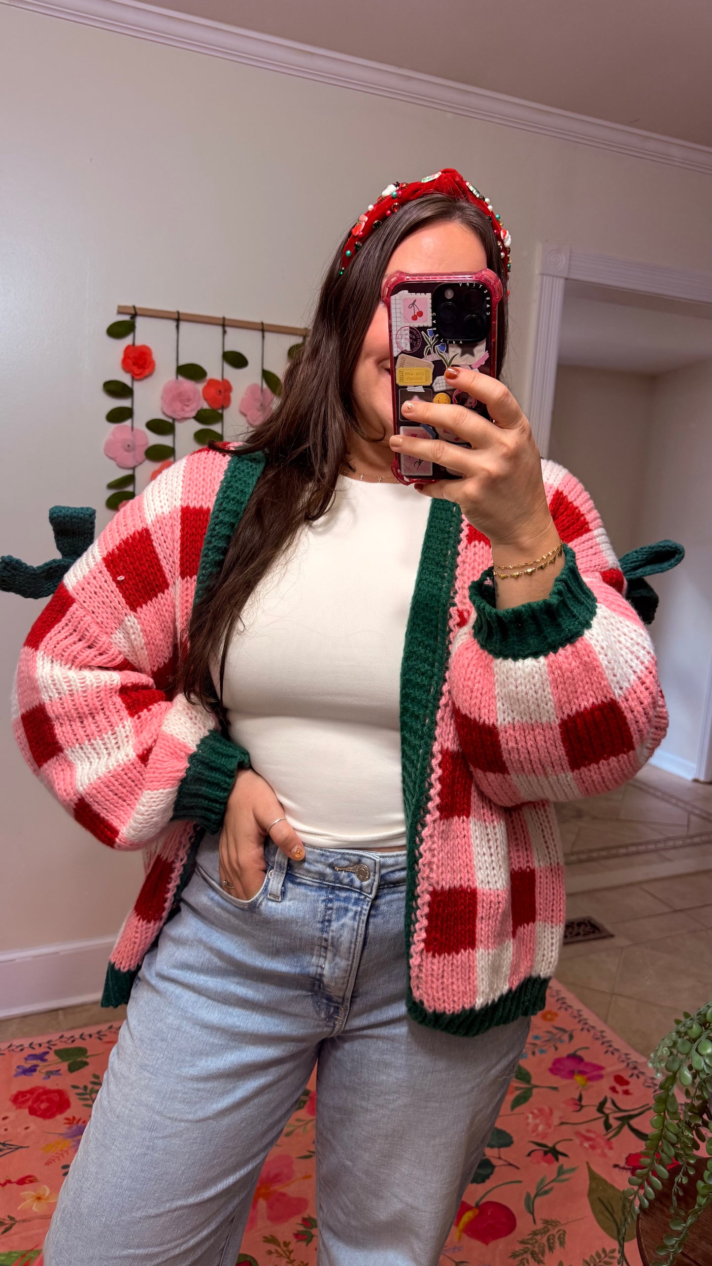 Merry & Bright Checkered Cardigan