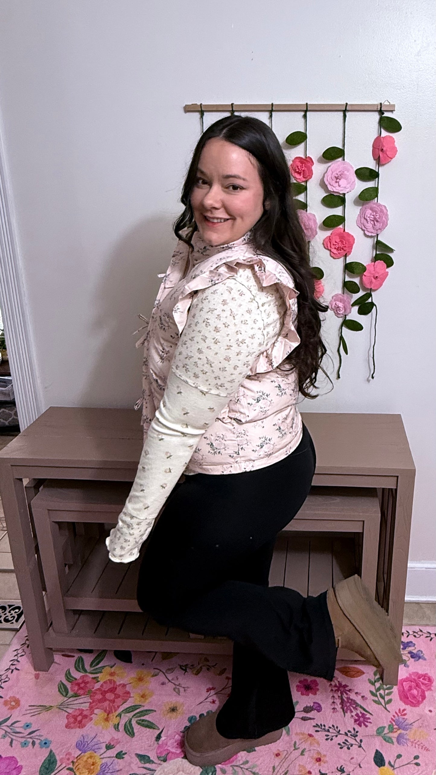 Frosted Blossom Puffer Vest