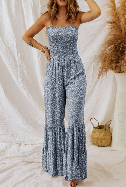 Bluebell Smocked Jumpsuit – Floral Tiered Wide Leg