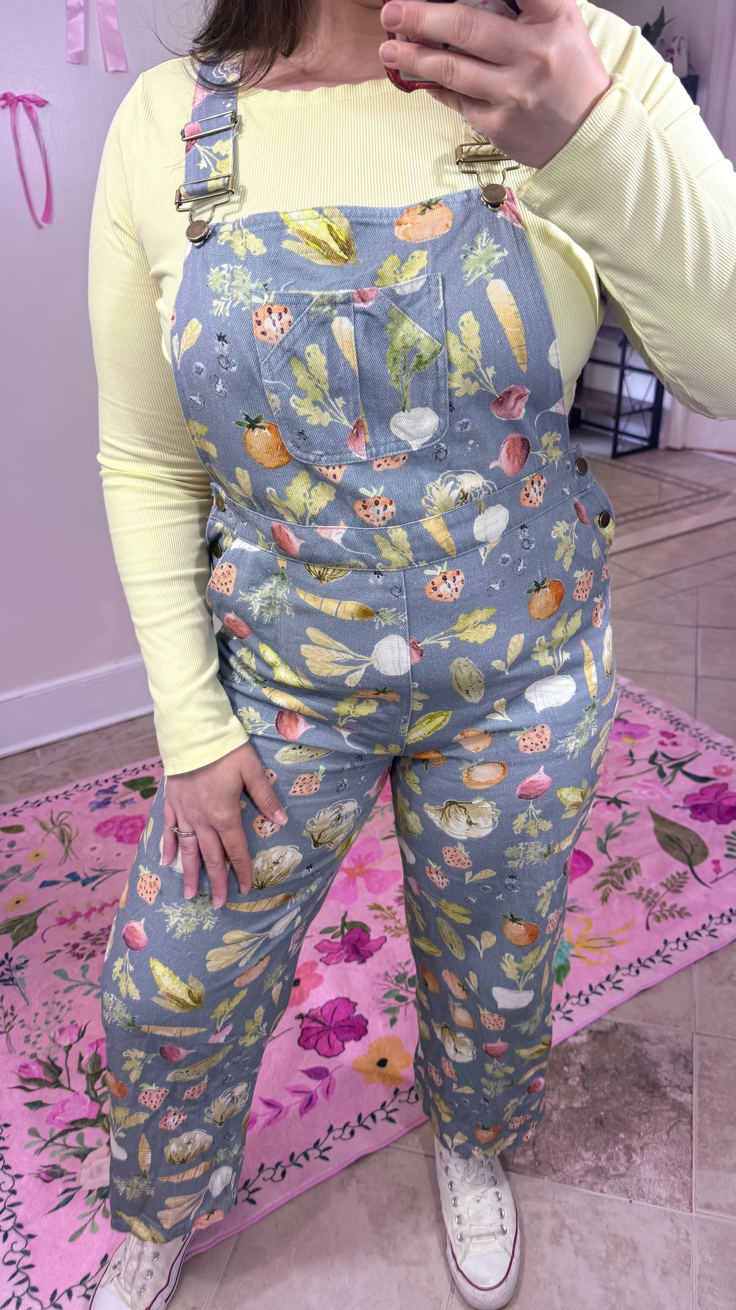 Veggie Print Overalls