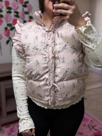 Frosted Blossom Puffer Vest