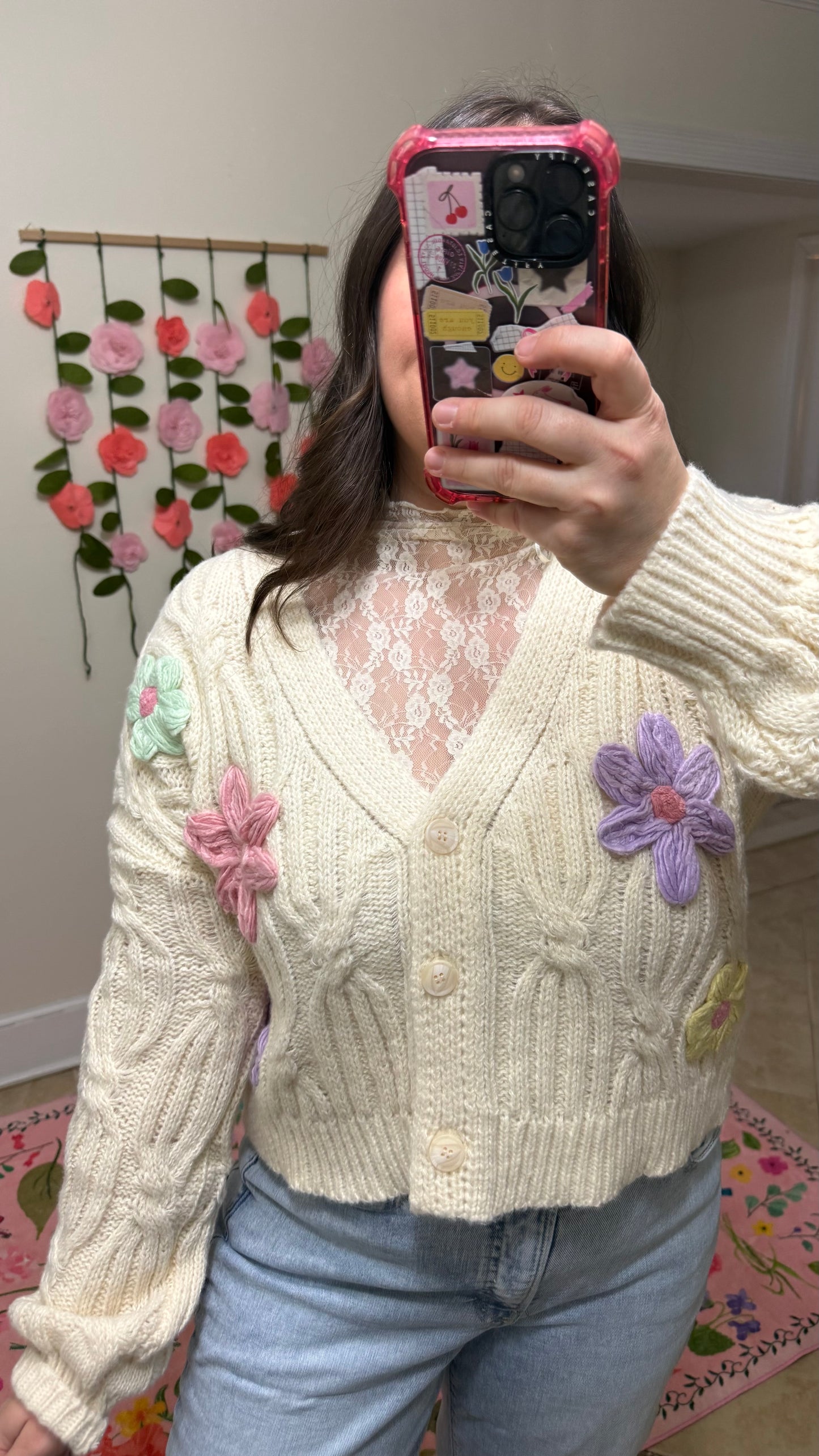 Cream Flower Cardi