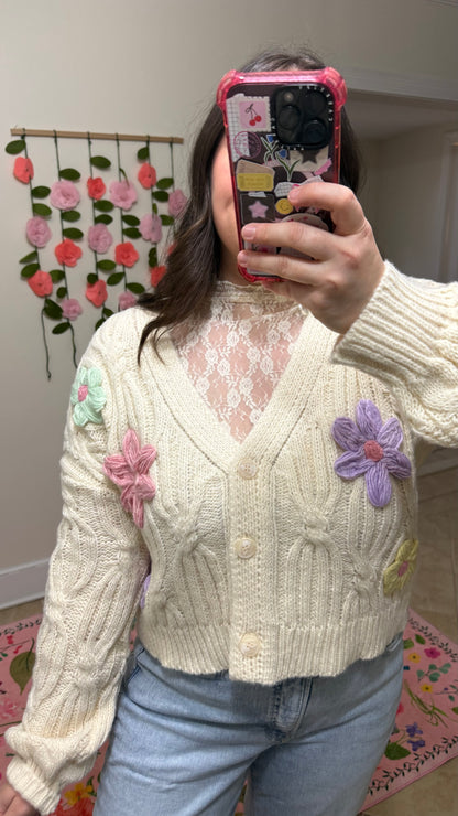 Cream Flower Cardi