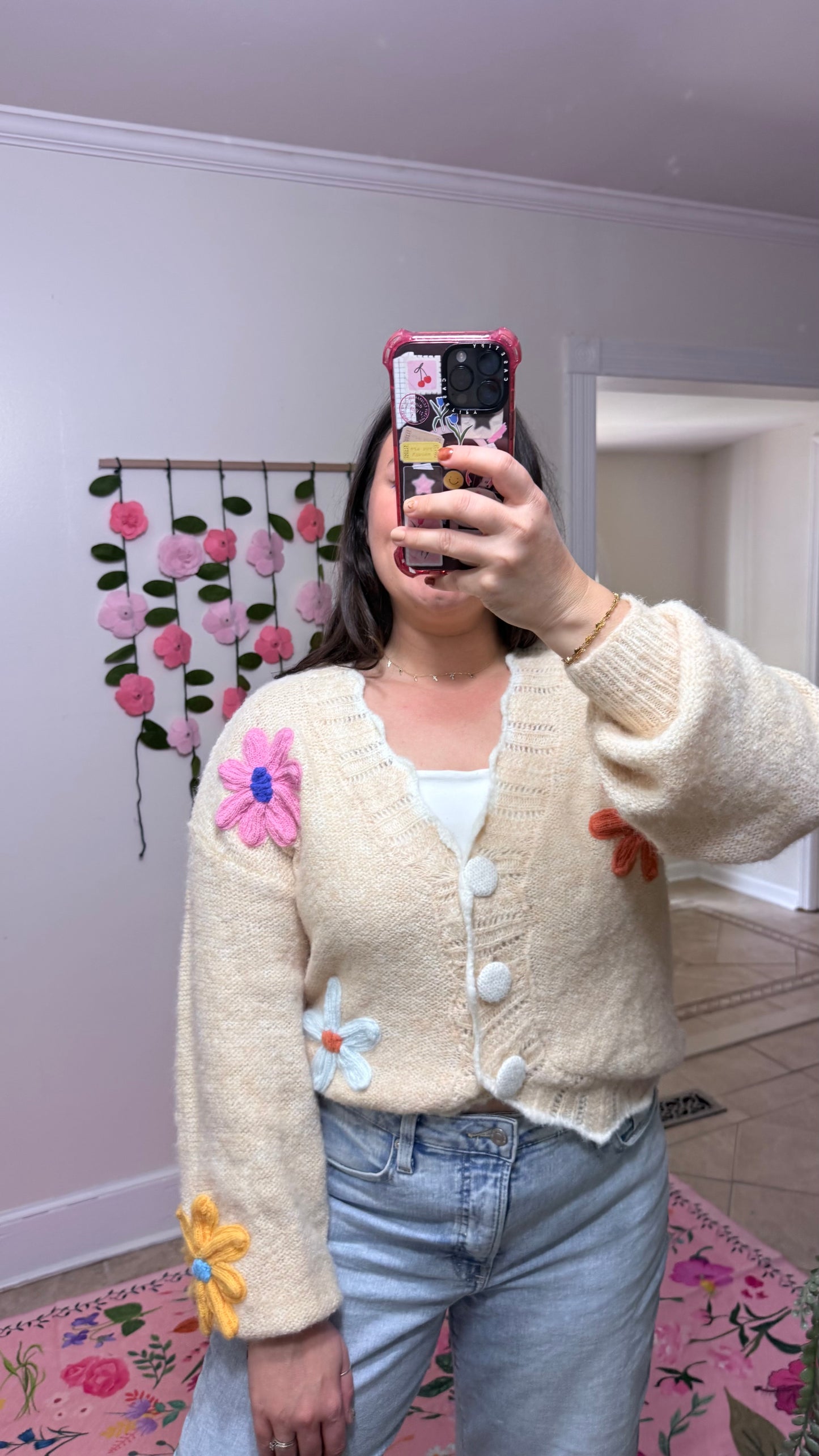 Scalloped Flower Cardigan